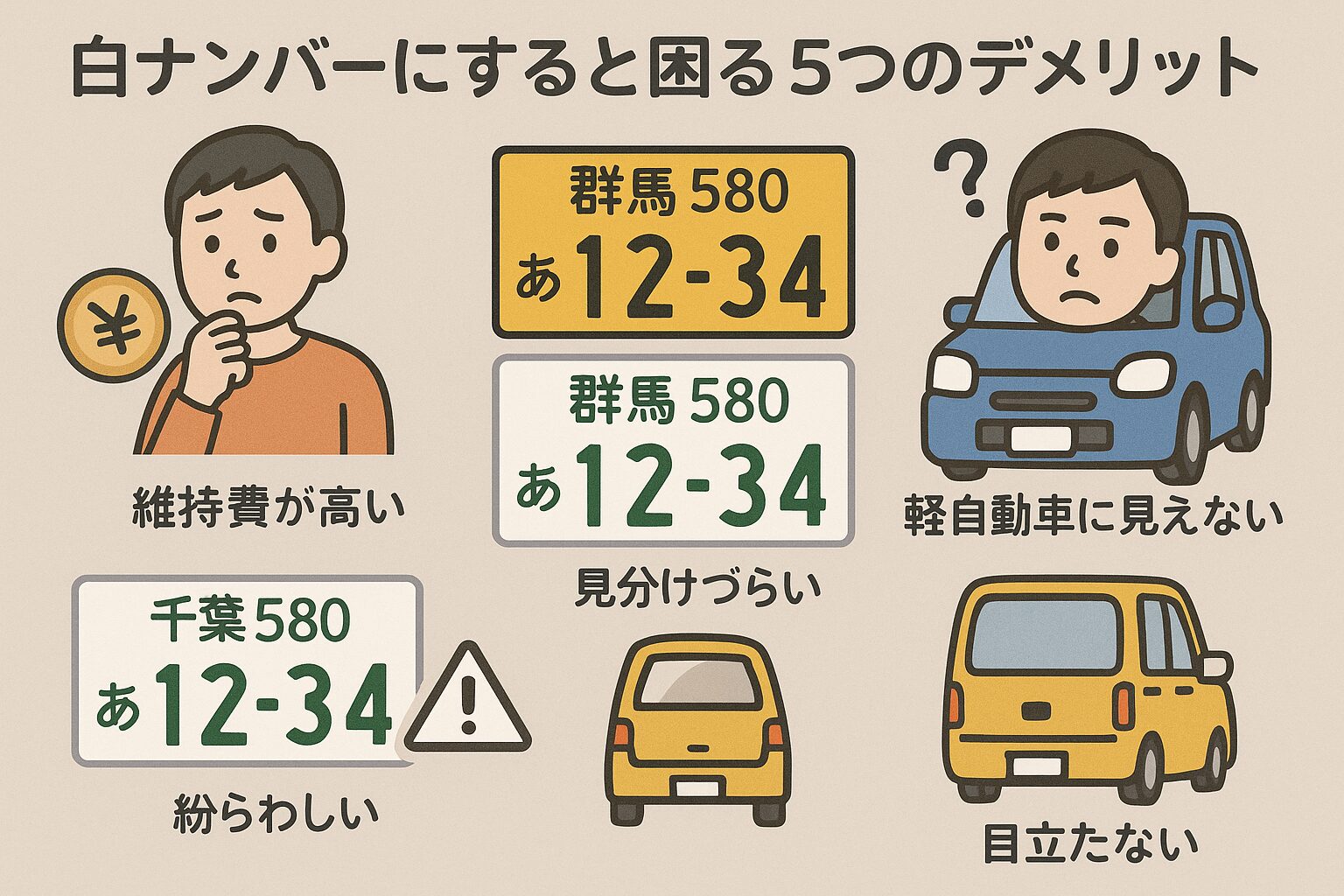 軽自動車の白ナンバーはやめてほしい？後悔する5つの理由とは