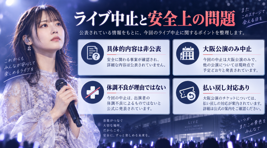 楠木ともりライブ中止理由は何があった？安全に支障をきたす事案とは