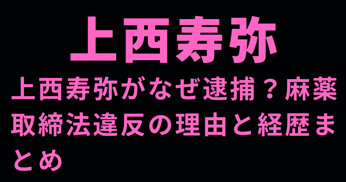 上西寿弥がなぜ逮捕？麻薬取締法違反の理由と経歴まとめ