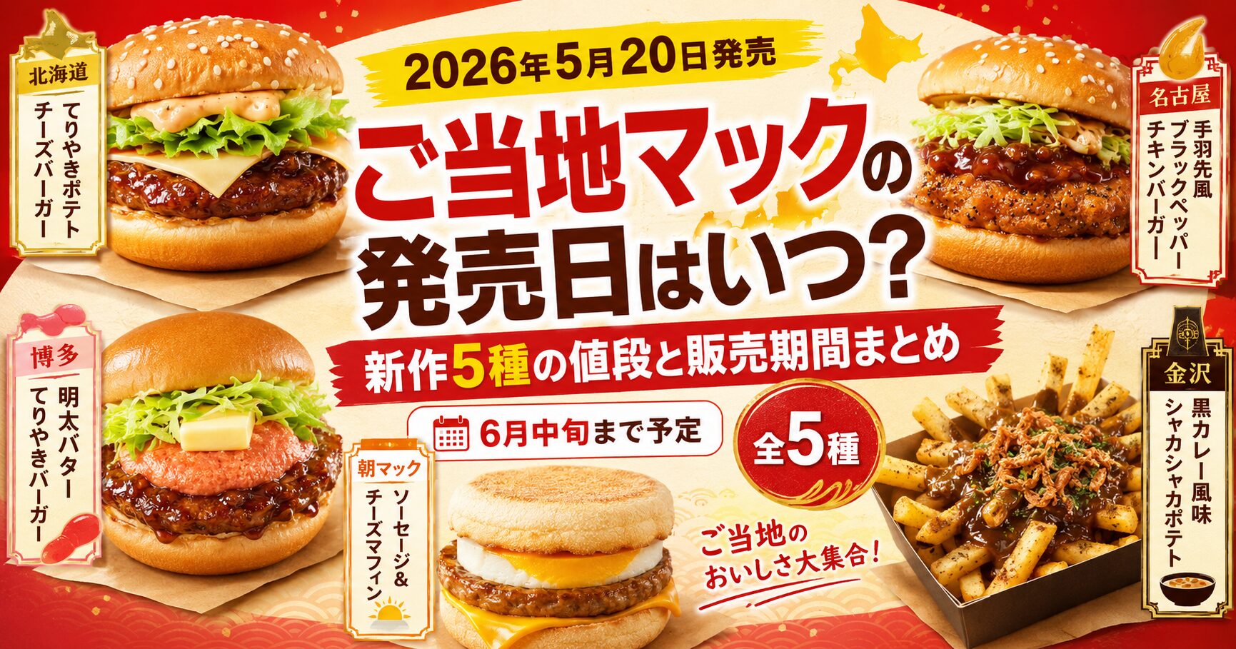 ご当地マックの発売日はいつ？新作5種の値段と販売期間まとめ