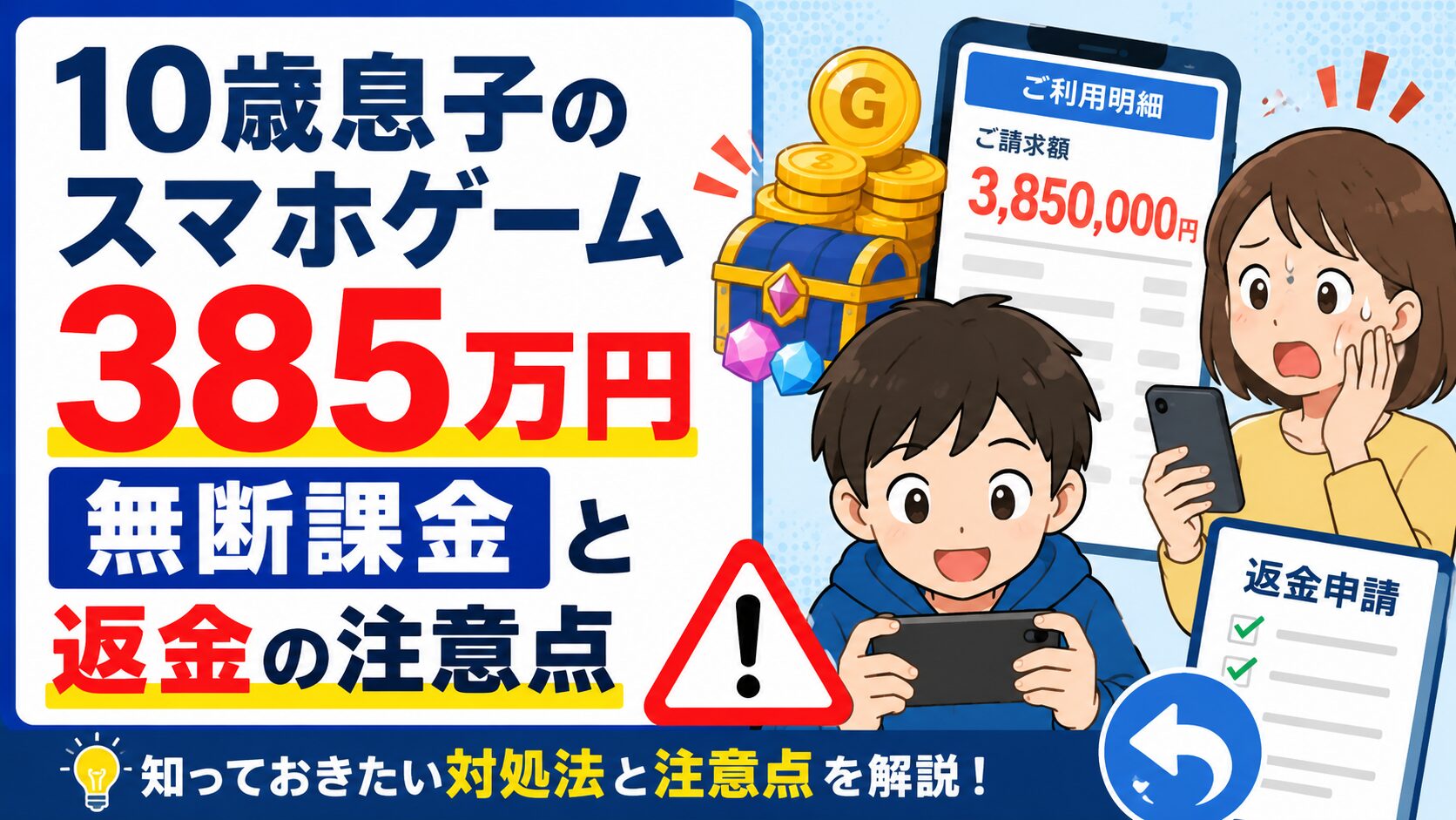 10歳息子のスマホゲーム385万円無断課金と返金の注意点