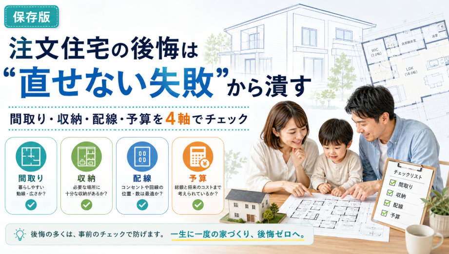 注文住宅の後悔例から学ぶ｜直せない失敗を先に潰す4つの基準
